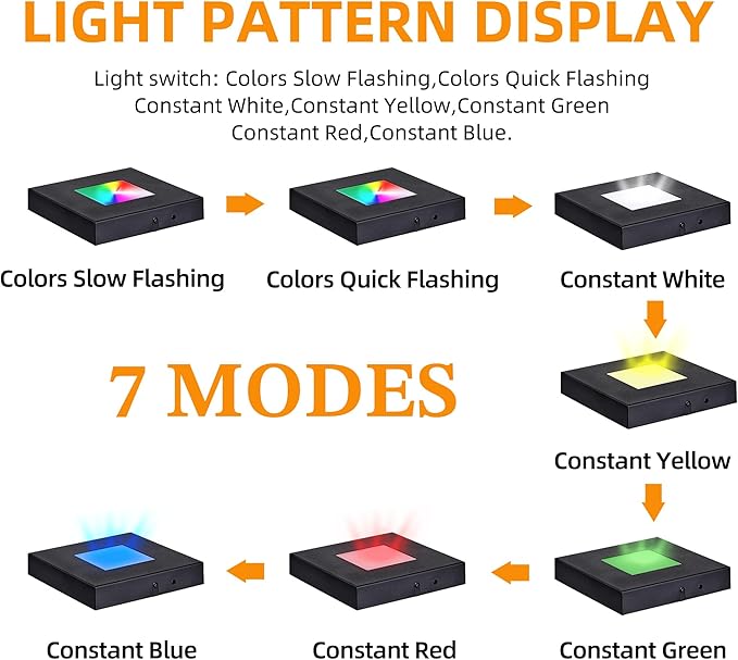 EUSTUMA LED Light Base Square Display Stand In A Variety of Colors,Lighted Up Stand Color Changing LED for 3D Glass Crystal Art,Holiday Party Decoration. (black, Large)