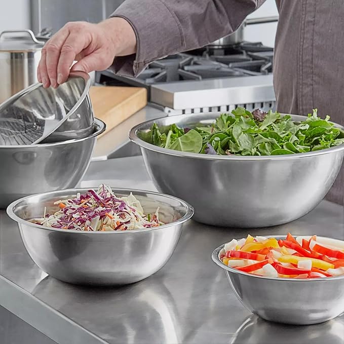 Stainless Steel 3 QT Mixing Bowl | Home & Commercial Quality | Flat Bottom | Cooking, Baking, Meal Prep [1PK]