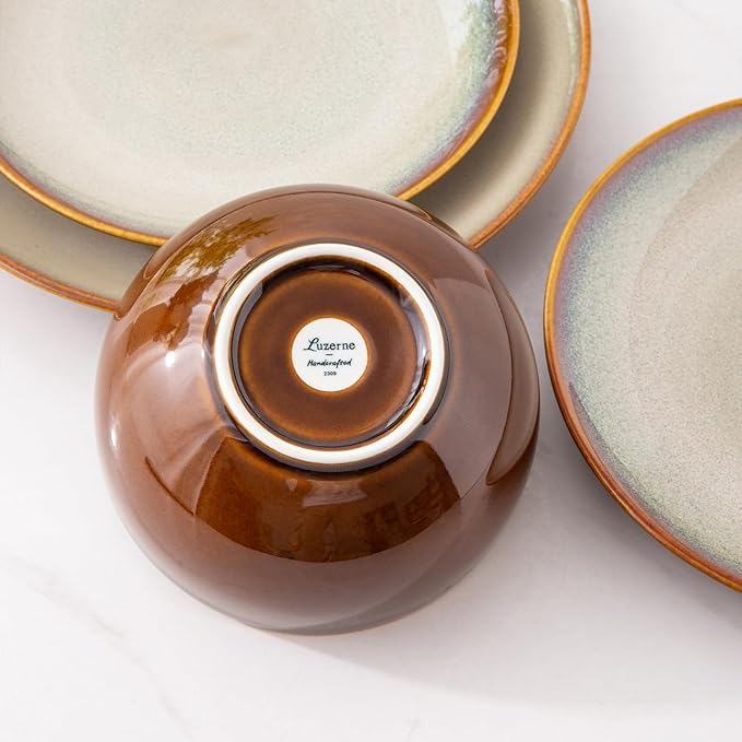 LERATIO Ceramic Dinnerware Sets for 4, Coupe Plates and Bowls Sets,Highly Chip and Crack Resistant | Dishwasher & Microwave & Oven Safe Dishes set,Reactive Glaze Dinnerware- Service for 4（12pcs）