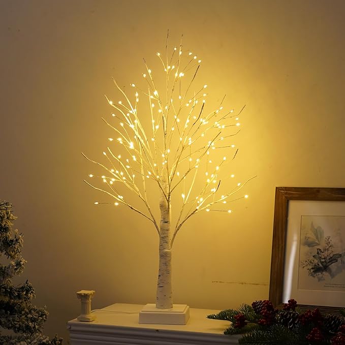 144 LED Birch Tree Lights with Remote Control, DIY Artificial Tree Lamp with Timer, Twinkle Lighted Tree 3 AA or USB Powered, Fairy Light Spirit Trees for Christmas Decor (Warm White)