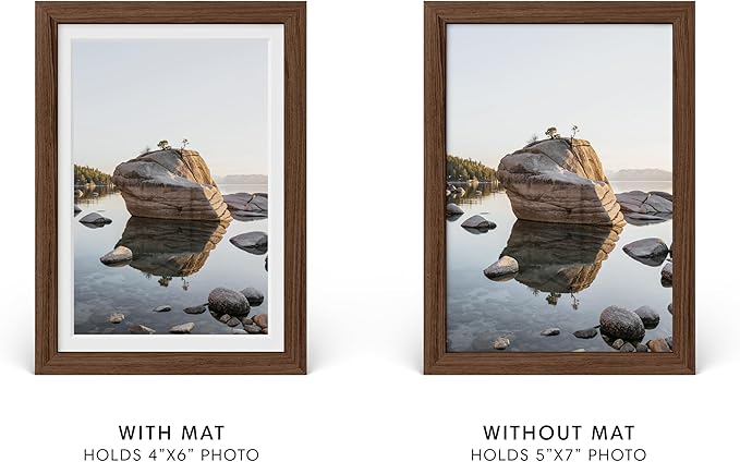 Haus and Hues 5x7 Picture Frame with Real Glass and Walnut Oak Matted to 4x6 - Oak 5x7 Wood Picture Frame - Includes American Oak, Easel Back, Vertical Hang - Ideal for Home or Office (5x7 in, Walnut)