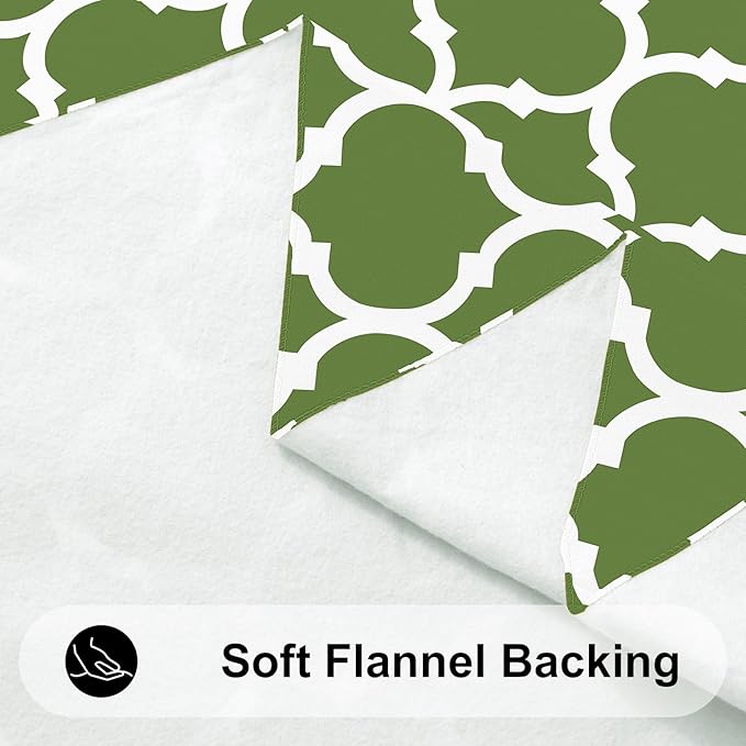 Smiry Round Plastic Table Cloth, Waterproof Vinyl Tablecloth with Flannel Backing for Round Tables, Wipeable & Spillproof for Dining, Camping, Indoor and Outdoor (60" Round, Green)