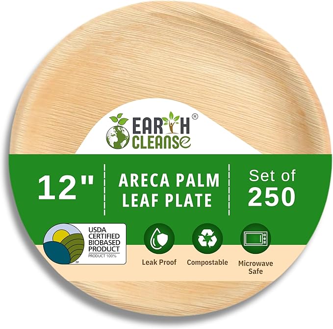 The Palm Dinnerware – Palm Plates 12 Inch Round (200 Pack) | Compostable & Biodegradable | Like Bamboo Disposable Plates | Oven & Microwave Safe | Eco-Friendly Party Dinnerware