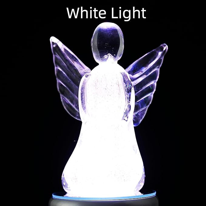 EUSTUMA Rotating LED Display Base Colorful Light Crystal Display Base Stand,Lighted Up Stand Color Changing Small LED for 3D Glass Crystal Art,Holiday Party Decoration. (A-Silver-White Light)