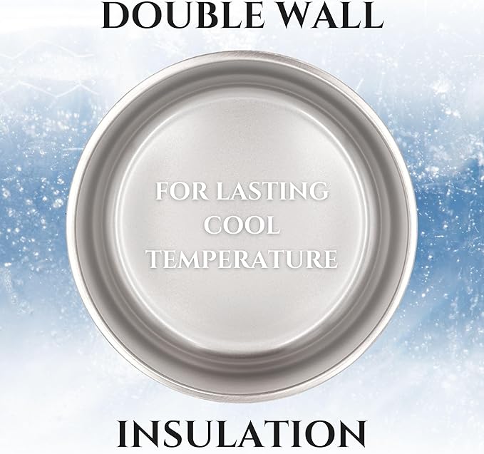 Stainless Steel Dog Bowl for Small-Large Dogs | Double Wall Insulated, Non-Slip Base Heavy Duty Water and Food Bowls for Dogs & Cats | Pet Safe BPA Free & Dishwasher Safe | 64 Oz - Black