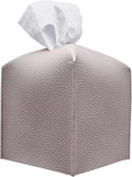 Carrotez Tissue Box Cover, [Refined] Modern PU Leather Square Tissue Box Holder - Decorative Holder/Organizer for Bathroom Vanity Countertop, Night Stands, Office Desk & Car 5"X5"X5" - Lavender