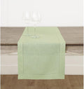 Solino Home Linen Table Runner 36 Inches - 100% Pure Linen Sage Green Table Runner 14 x 36 Inch Ideal for Dresser and Coffee Tables - Winter, Spring, Easter, St Patricks Day - Classic Hemstitch