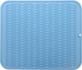 Silicone Dish Drying Mat for Multiple Usage,Easy clean,Eco-friendly,Heat-resistant Silicone Mat for Kitchen Counter or Sink,Refrigerator or Drawer Liner Light Blue 2XL 24 inches x 18 inches
