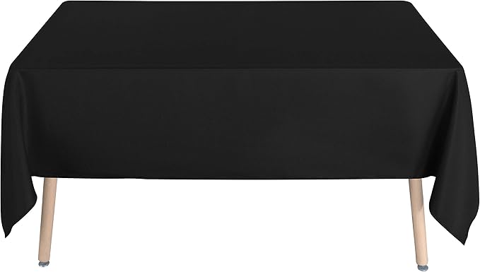sancua Rectangle Tablecloth - 54 x 108 Inch - Stain and Wrinkle Resistant Washable Polyester Table Cloth, Decorative Fabric Table Cover for Dining Tables, Buffet Parties and Camping, Black