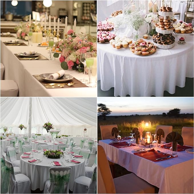 Fokitut 2 Pack Waterproof Round Tablecloth, 108 Inch, Stain Resistant and Wrinkle Polyester Table Cloth, Fabric Table Cover for Kitchen Dining, Wedding, Party, Holiday Dinner-Ivory