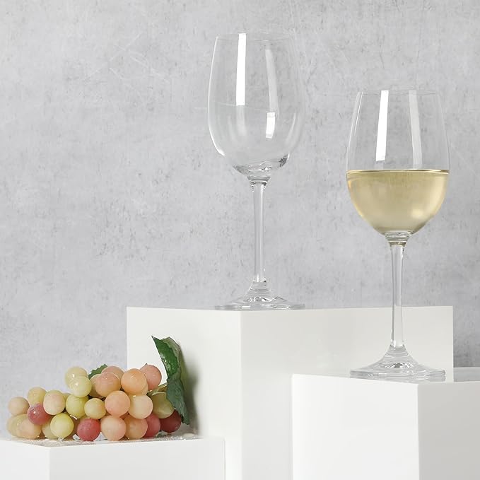 Martha Stewart Vivica 4-Pack White Wine Glass Set, 14 oz – Elegant Stemmed Wine Glasses for Entertaining, Durable Clear Glassware for Dining, Parties, or Everyday Use