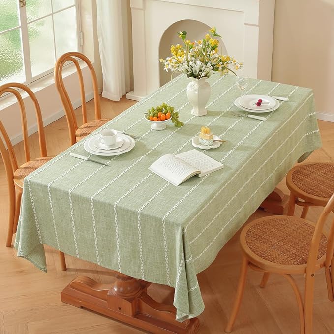 Zobesta Square Tablecloth Sage Green 53 x 53 Inch, Cotton Green Table Cloths Square, Washable Farmhouse Boho Tablecloths for Party, Holiday, Picnic, Dining, Outdoor,Fall