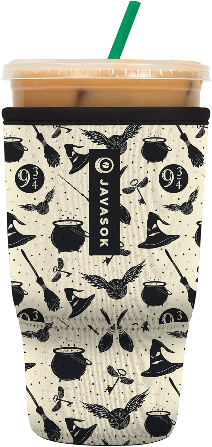 Sok It JavaSok Iced Coffee & Cold Soda Insulated Neoprene Cup Sleeve (Wizard's Walk, Large: 30-32oz)