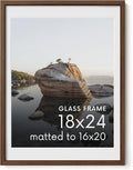 Haus and Hues 18x24 Picture Frame with Real Glass and Walnut American Oak Matted to 16x20 - Oak 18x24 Frame Wood - Includes Vertical & Horizontal Hang - Ideal for Home, Room, Office (18x24 in, Walnut)