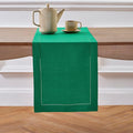 Solino Home Linen Table Runner 90 Inches Long - 100% Pure Linen Emerald Green Table Runner 14 x 90 Inch for St Patricks Day - Classic Hemstitch