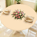 Round Spandex Tablecloth, Elastic Fitted Waterproof Tablecloths for 25"-30" Tables, Stretch Washable Picnic Table Cover for Camping, Dining, Indoor and Outdoor,Ivory