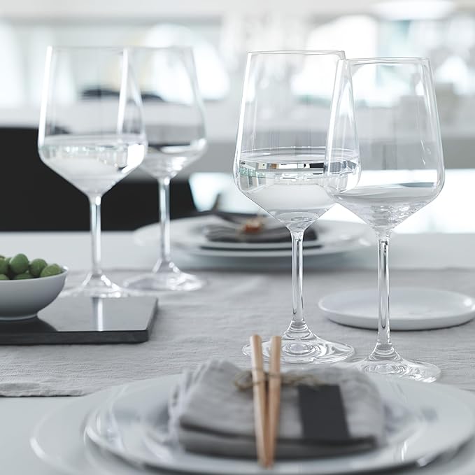 Spiegelau Style Crystal White Wine Glasses Gift Set, Elegant Stemmed Wine Glasses, Stylish Glassware for Dinner Party, Home Bar, Wedding Gifts, Birthday Gifts, Hosting Essentials, 15.5 oz, Set of 4