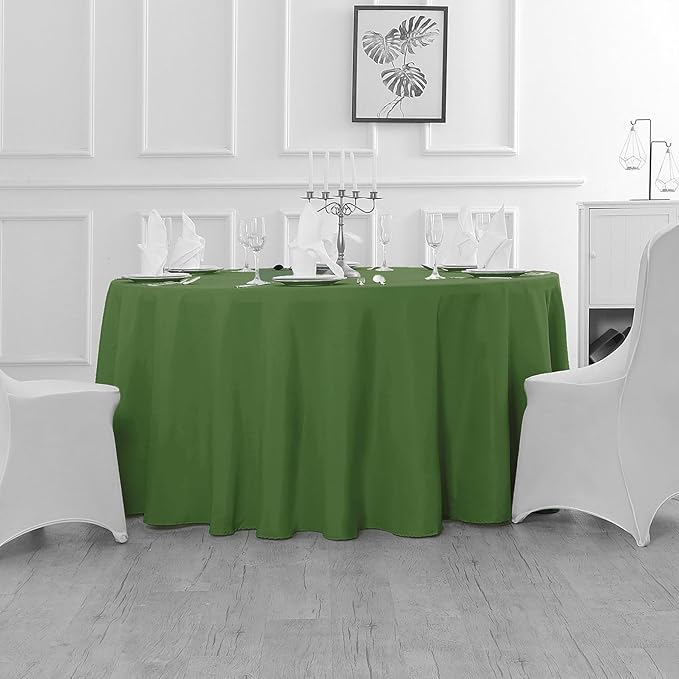 Fokitut 2 Pack Waterproof Round Tablecloth, 70 Inch, Stain Resistant and Wrinkle Polyester Table Cloth, Fabric Table Cover for Kitchen Dining, Wedding, Party, Holiday Dinner-Willow