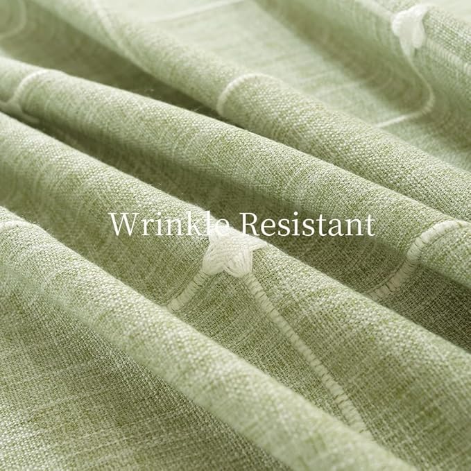 Zobesta Linen Green Table Cloth Checkered 86 x 53 Inch Linen Tablecloth Rectangle Tables, Farmhouse Soft Boho Tablecloth for Outdoor, Party, Holiday, Picnic, Dining