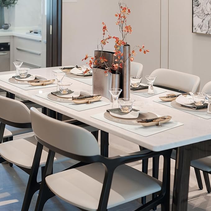 Maxpearl Faux Leather Placemats Set of 4, Waterproof - Wipe Clean - Heat Resistant - Anti Slip Dining Table Place Mats, Suitable for Indoor & Outdoor Use, 17’’×12’’, Ivory White