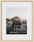 HAUS AND HUES 16x20 Picture Frame with Real Glass and Natural American Oak Matted to 11x14 - Oak 16x20 Wood Frame - Includes Vertical & Horizontal Hang - Ideal for Home, Office (16x20 in, Natural)