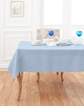 Solino Home Linen Sky Blue Tablecloth 60 x 108 Inch - Classic Hemstitch, 100% Pure Linen Rectangular Tablecloth - Machine Washable Table Cloth for Spring, Easter