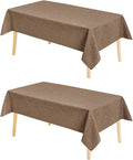 Hiasan 2 Pack Faux Linen Rectangle Tablecloth - Wrinkle and Stain Resistant Washable Table Cloth for Kitchen Dining Room Holiday Table Cover for Party Dinner, Khaki, 60 x 120 Inch