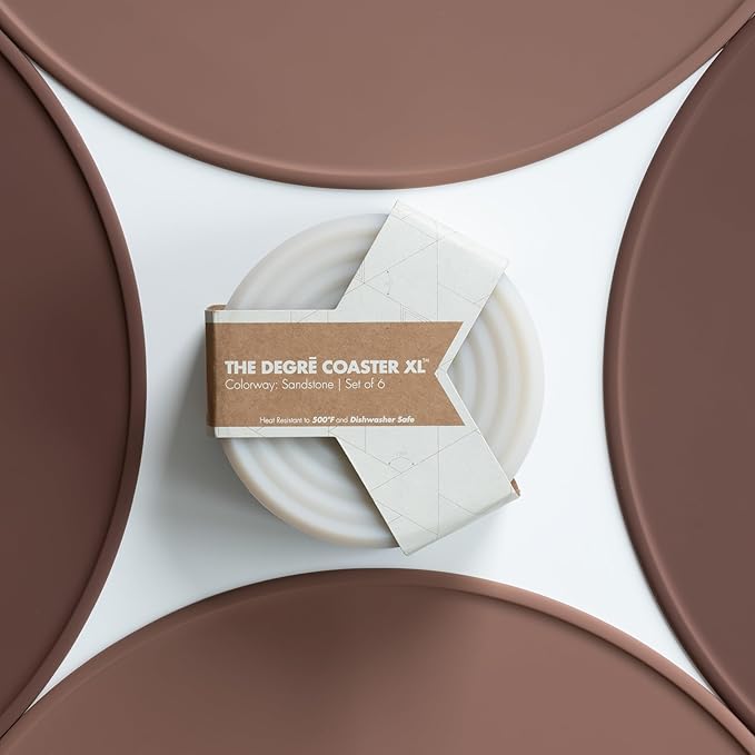 LINE+ARC Extra Thick Silicone Coasters (As Seen in NYTimes WireCutter) Waterproof Anti-Stain Heat-Safe Dishwasher-Safe Degrē Coasters XL (Set of 6 Joshua Tree) Outdoor Rubber Mid-Century Modern
