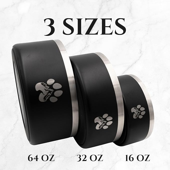 Stainless Steel Dog Bowl for Small-Large Dogs | Double Wall Insulated, Non-Slip Base Heavy Duty Water and Food Bowls for Dogs & Cats | Pet Safe BPA Free & Dishwasher Safe | 32 Oz - Khaki