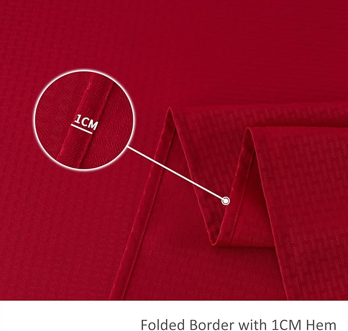 maxmill Rectangle Tablecloth Weaved Design Water Resistant Wrinkle Free Spill-Proof Soft Table Cloth for Dining Room Decoration, Banquet, Christmas Holiday Dinner, 52 x 108 Inch, Red