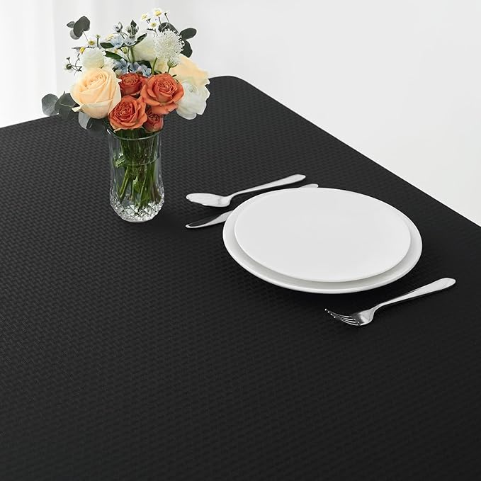 maxmill Jacquard Tablecloth Stain Resistant Waterproof Wrinkle Resistant Spillproof Washable Soft Weaved Texture Table Cloth for Dining Room, Indoor Outdoor Use, Rectangle 60 x 140 Inch, Black