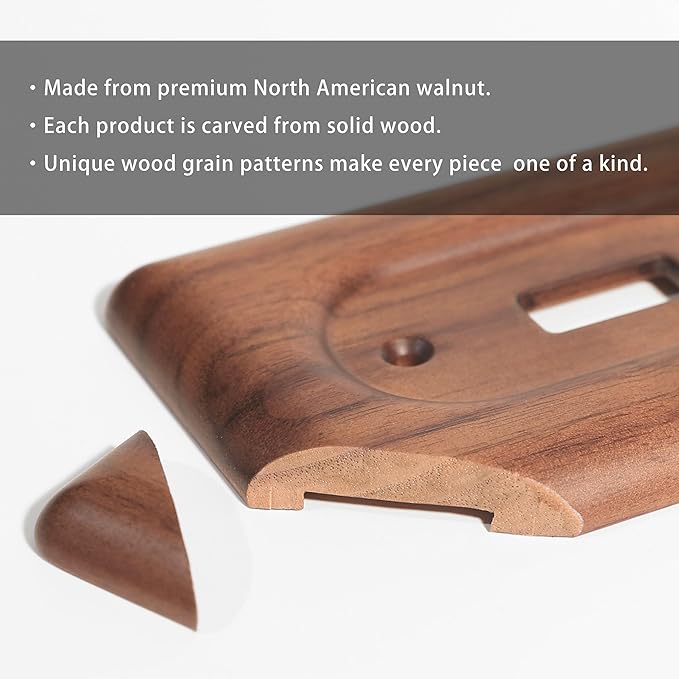 North American Walnut Triple Wall Plate Decorative 3-Switch Light Cover Plate for Elegant Room Design