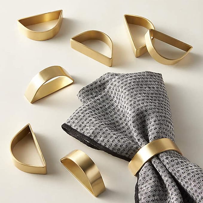 Cuff Brushed Gold Napkin Rings Set of 30, Modernist Napkin Ring Holder for Wedding, Banquet, Metallic Adornment for Table Settings, Glossy Serviette Buckles Decor