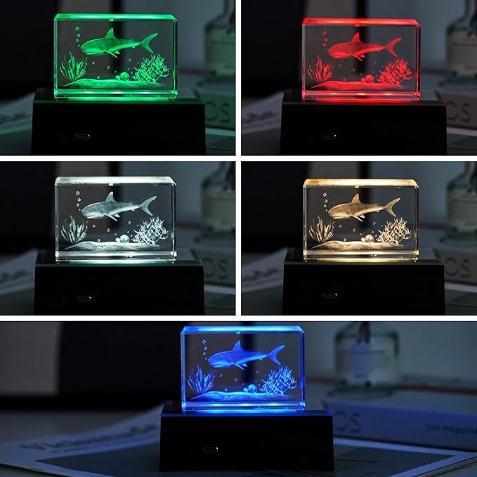 EUSTUMA LED Light Base Rectangle Display Stand In A Variety of Colors,Lighted Up Stand Color Changing Small LED for 3D Glass Crystal Art,Holiday Party Decoration. (Black)