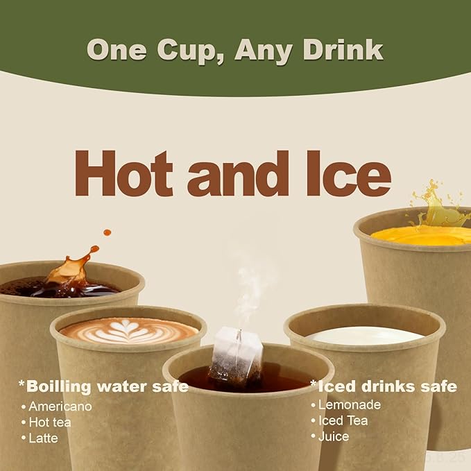 3 oz 300 Pack Disposable Coffee Cups, Bulk Brown Disposable Paper Cups, Coffee Cups for Hot Tea, Chocolate and Cold Drinks