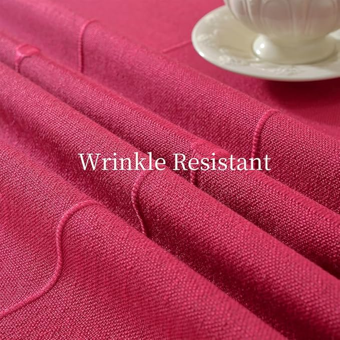 Zobesta Linen Table Cloth Rectangle Table 120 x 53 Inch, Cotton Red Linen Tablecloth Rectangle Heavy Weight Washable Farmhouse Soft Boho Tablecloth for Outdoor, Party, Holiday, Picnic, Dining
