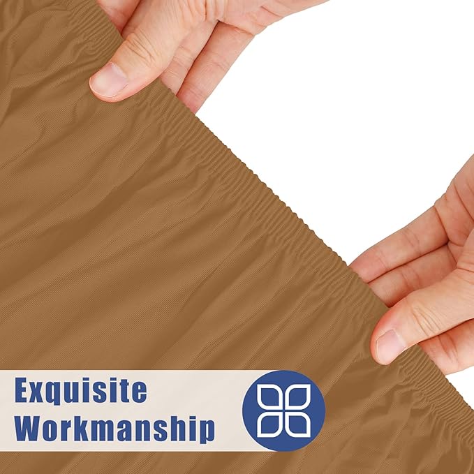 Round Spandex Tablecloth, Elastic Fitted Waterproof Tablecloths for 18"-24" Tables, Stretch Washable Picnic Table Cover for Camping, Dining, Indoor and Outdoor,Brown