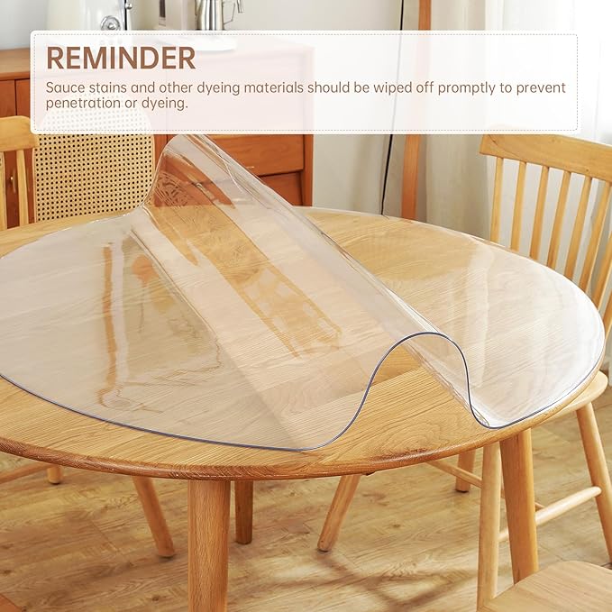 Warmstar Clear Table Protector 2mm Thick, Dia.70Inch Round Clear Table Cover Protector, Plastic Table Cover, Clear Desk Mat Desk Pad, Desk Protector Mat for Coffee Table, Writing Desk, Dining Room