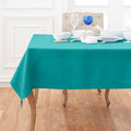 Solino Home Linen Tablecloth 60 x 132 Inch - Classic Hemstitch 100% Pure Linen Teal Table Cloth for Rectangle Tables - Machine Washable Tablecloth