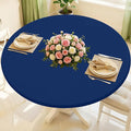 Round Spandex Tablecloth, Elastic Fitted Waterproof Tablecloths for 25"-30" Tables, Stretch Washable Picnic Table Cover for Camping, Dining, Indoor and Outdoor, Navy