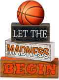 4 Pcs Basketball Wooden Table Decorations Basketball Tiered Tray Decor Birthday Party Table Centerpieces Rustic Wood Block Sign Gift Centerpiece for Birthday Baby Shower Shelf Room Party