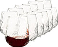 Stemless Wine Glasses Set of 12, 17Oz Red/White Wine Glasses with No Stem, Chiseled Textured Glassware Set for Daily Use, Home Bar, Birthdays, Housewarming Gift, Dishwasher Safe