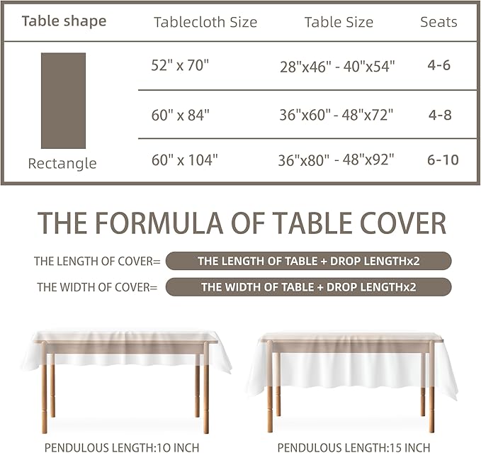 Rectangle Tablecloth Linen Texture Waterproof and Stain-Resistant Fabric Table Cloth, Kitchen Dining Table Decoration, 60 x 84 inch Beige