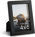 HAUS AND HUES 4x6 Picture Frame with Real Glass and Black Oak - Oak 4x6 Tabletop Frame - Includes Real Glass, American Oak, Easel Back, Vertical Hang - Ideal for Home, Room, Office (4x6 in, Black)