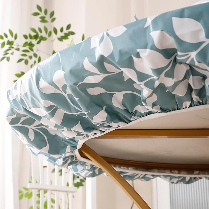 Walrus Round Vinyl Fitted Tablecloth with Flannel Backing Elastic Edge Design Table Cover Waterproof Oil-Proof PVC Table Cloth Stain-Resistant Best for 45"-56" Round