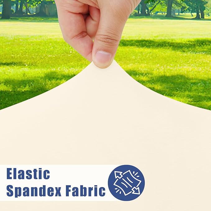 Spandex 8 Foot Rectangle Table Cloth 2 Pack, Elastic Fitted Tablecloths for Picnic, Stretch Washable Patio Table Cover for Outdoor, Camping, Banquet and Parties (Champagne, 30"x96")