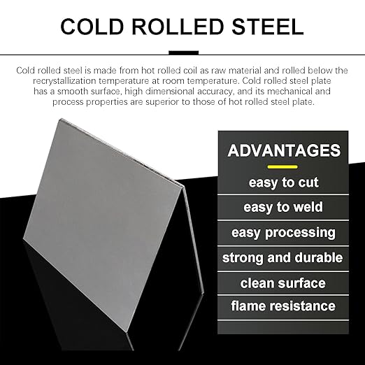 TEN-HIGH 2 Pack 22 Gauge Mild Steel Sheet Metal Plate 4 x 4 Inch Cold Rolled Steel Plate for Professional Industrial Use and DIY Projects - Smooth Surface, Easy to Form and Weld