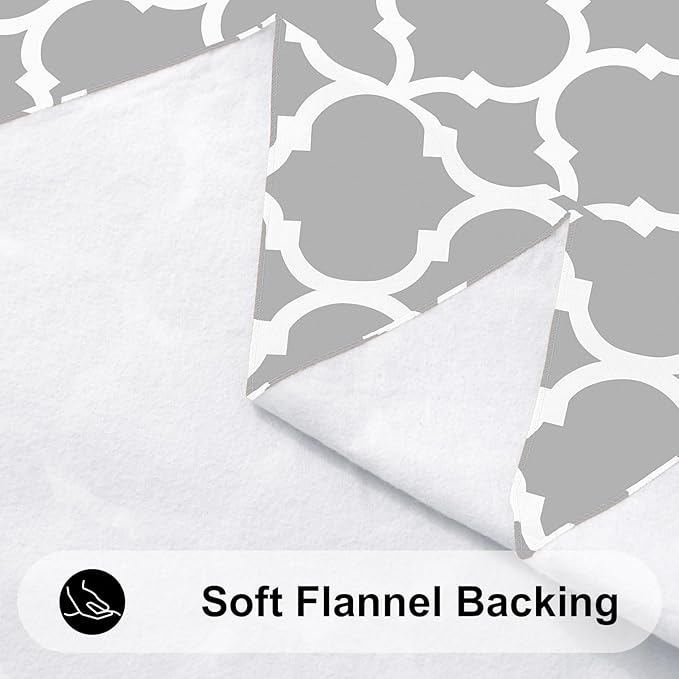 Smiry Rectangle Table Cloth, Waterproof Vinyl Tablecloth with Flannel Backing for Rectangle Tables, Wipeable Spillproof Plastic Tablecloths for Dining, Camping and Indoor (52"x70", Light Grey)