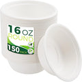 Paper Bowls 16 oz [150-Pack], Heavy Duty Disposable Bowls Perfect for Hot Soup and Milk Cereals, 100% Compostable and Eco-Friendly Made from Bagasse