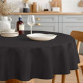 JIUZHEN Round Tablecloth Linen Textured Wrinkle Stain Resistant Farmhouse Table Cloth Decorative Fabric for Kitchen, Dining, Party, Wedding,Outdoor Use,90 Inch Round,Black